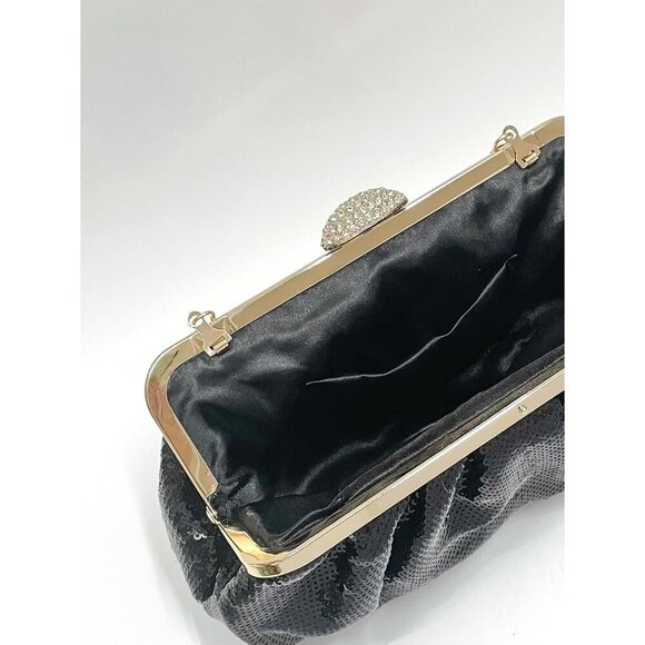 ❤️ Pleated Clutch Bag Hardware With Rhinestones Shiny Crossbody Purse for Women - Picture 6 of 7